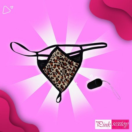Leopard Grain Underwear Remote control vibrating t-back VP-002