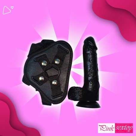 Strap On Dildo Harness with Big Black Dildo Vibrator SO-027
