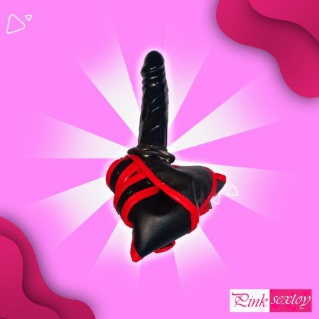 Black Red Edge Leather Harness Lesbian Strapon SO-025