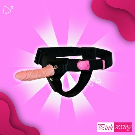 LeLuv 6.5” Male Hollow Vibrating Strap On SO-010