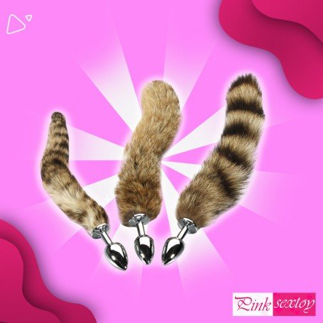 Fox Tail Brown Plated Metal Anal Plugs AD-020