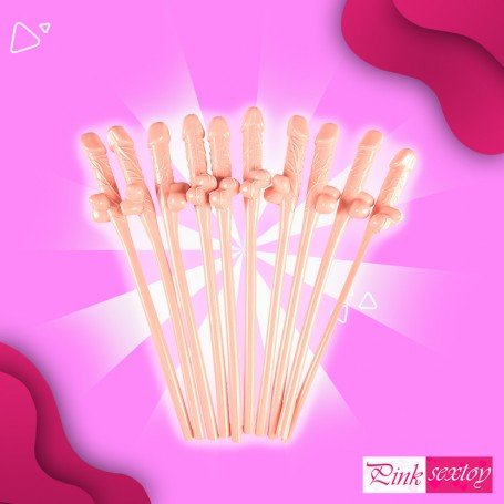 Pack of Ten Willy Straws Blow me KP-001